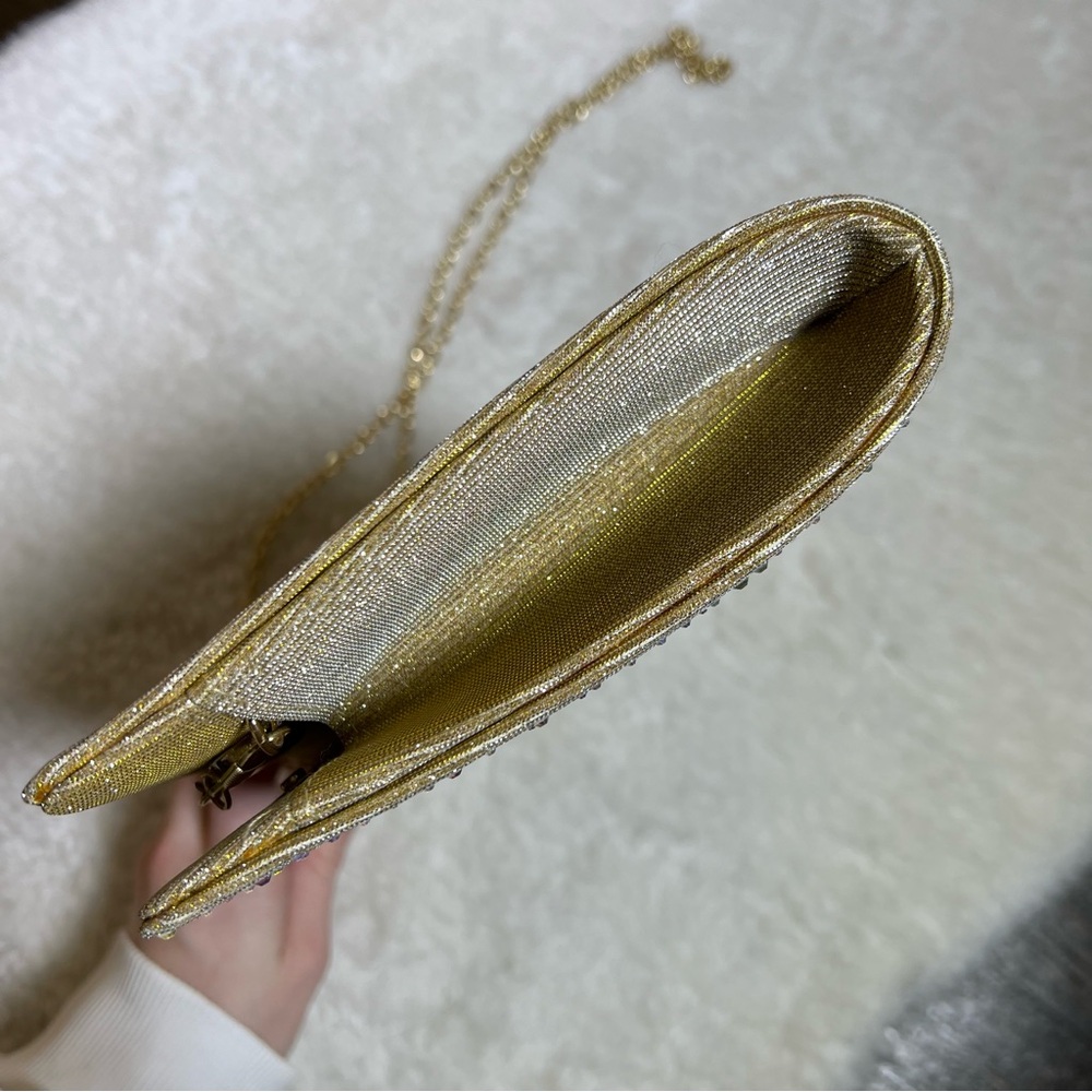 Gunne Sax by Jessica McClintock Gold Rhinestone Kacie Clutch Crossbody Bag - Picture 9 of 13